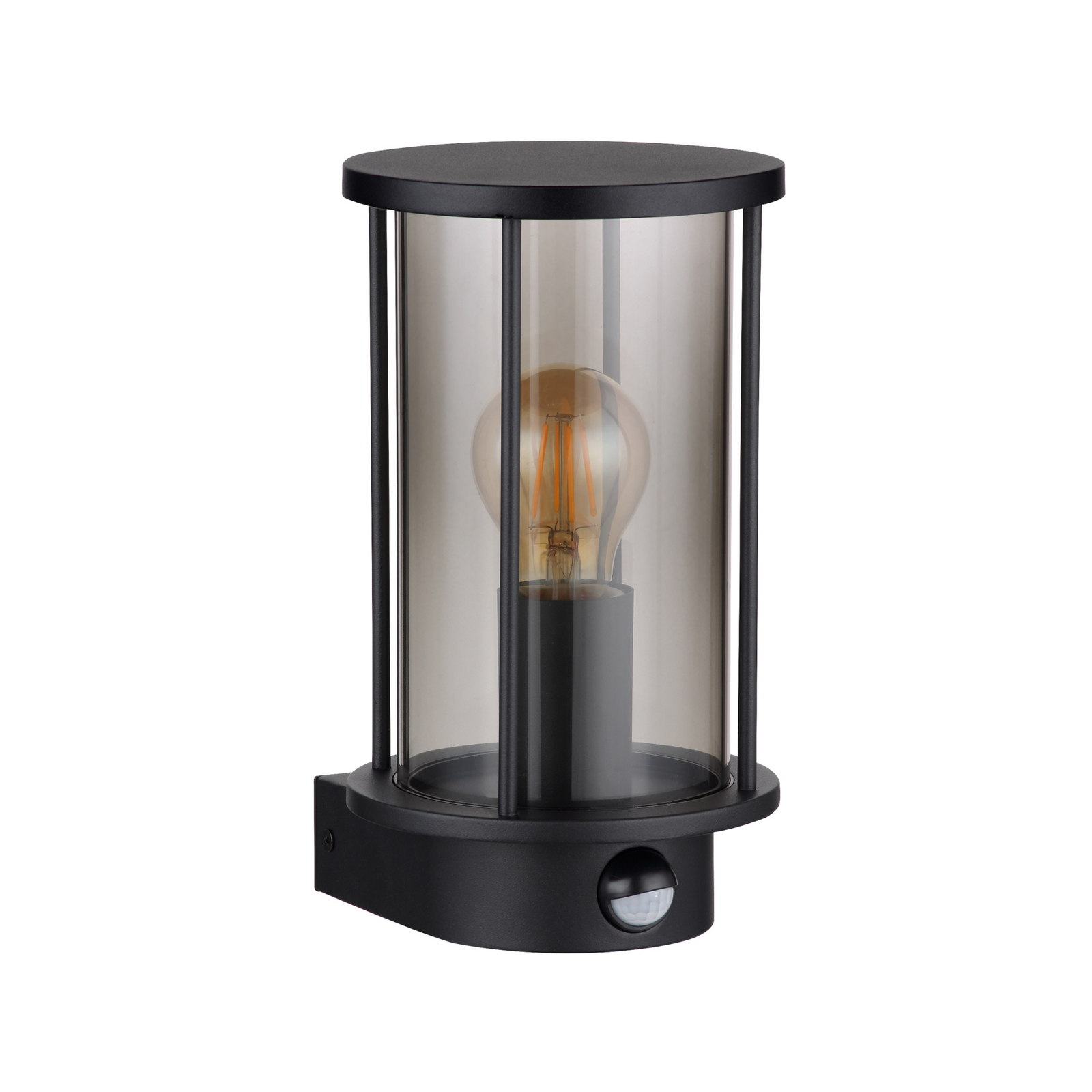 Buitenwandlamp Gracey, sensor, zwart, IP54, E27